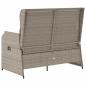 Preview: Gartenbank mit Kissen Hellgrau Poly Rattan