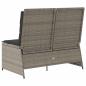 Preview: Gartenbank mit Kissen Grau Poly Rattan