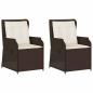 Preview: Gartenbank mit Kissen 2 pcs Braun Poly Rattan