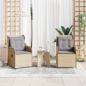 Preview: ARDEBO.de - Gartenbank mit Kissen 2 pcs Beige Poly Rattan