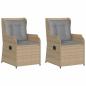 Preview: Gartenbank mit Kissen 2 pcs Beige Poly Rattan