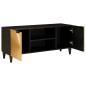 Preview: TV-Schränk Schwarz und Gold 105 x 33 x 46 cm massives Mangoholz