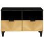Preview: TV-Schränk Schwarz und Gold 70 x 33 x 46 cm massives Mangoholz