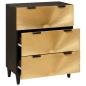 Preview: Sideboard Schwarz und Gold 60 x 33 x 75 cm massives Mangoholz