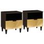 Preview: ARDEBO.de - Nachttisch 2 pcs Schwarz und Gold 40 x 33 x 46 cm