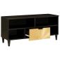 Preview: TV-Schränk Schwarz und Gold 100 x 33 x 46 cm massives Mangoholz