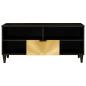 Preview: TV-Schränk Schwarz und Gold 100 x 33 x 46 cm massives Mangoholz