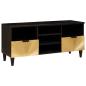 Preview: ARDEBO.de - TV-Schränk Schwarz und Gold 100 x 33 x 46 cm massives Mangoholz
