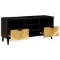 Preview: TV-Schränk Schwarz und Gold 100 x 33 x 46 cm massives Mangoholz