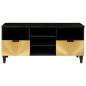 Preview: TV-Schränk Schwarz und Gold 100 x 33 x 46 cm massives Mangoholz