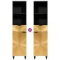 Preview: Badezimmer Schrank mit Regal Schwarz und Gold 38 x 33 x 160 cm