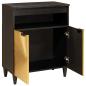 Preview: Sideboard Schwarz und Gold 60 x 33 x 75 cm massives Mangoholz