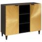 Preview: ARDEBO.de - Beistellschrank mit Speicher Schwarz und Gold 90 x 33.5 x 75 cm