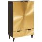 Preview: ARDEBO.de - Beistellschrank mit Tür Schwarz und Gold 60 x 33.5 x 100 cm
