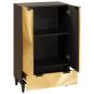 Preview: Beistellschrank mit Tür Schwarz und Gold 60 x 33.5 x 100 cm
