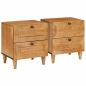 Preview: ARDEBO.de - Nachttisch 2 pcs Hellbraun 40 x 33 x 46 cm massives Mangoholz