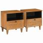 Preview: ARDEBO.de - Nachttisch 2 pcs Hellbraun 40 x 33 x 46 cm massives Mangoholz