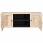 Preview: TV-Schränk mit Regal Weiß 105 x 33 x 46 cm massives Mangoholz