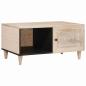Preview: ARDEBO.de - Couchtisch mit Regal Beige 80 x 50 x 40 cm massives Mangoholz