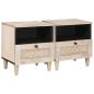 Preview: ARDEBO.de - Nachttisch 2 pcs Beige 40 x 33 x 46 cm massives Mangoholz