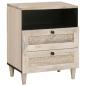 Preview: ARDEBO.de - Nachttisch mit Regal Beige 50 x 33 x 60 cm massives Mangoholz