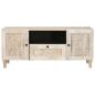 Preview: TV-Schränk mit Regal Weiß 105 x 33 x 46 cm massives Mangoholz