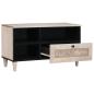 Preview: TV-Schränk mit Regal Weiß 80 x 33 x 46 cm massives Mangoholz