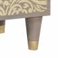 Preview: Nachttisch Grau 40 x 33 x 46 cm massives Mangoholz