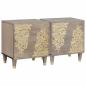 Preview: ARDEBO.de - Nachttisch 2 pcs Grau 40 x 33 x 46 cm massives Mangoholz