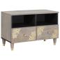 Preview: ARDEBO.de - TV-Schränk mit Regal Grau und Gold Massivholz Mango