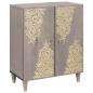 Preview: ARDEBO.de - Sideboard Grau und Gold 60 x 33.5 x 75 cm Massivholz Mango