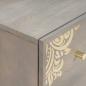 Preview: Sideboard Grau und Gold 60 x 33.5 x 75 cm Massivholz Mango