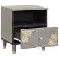 Preview: Nachttisch Grau 40 x 33 x 46 cm massives Mangoholz