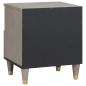 Preview: Nachttisch Grau 40 x 33 x 46 cm massives Mangoholz