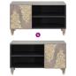 Preview: TV-Schränk Grau und Gold 80 x 31,5 x 46 cm Massivholz Mango