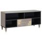 Preview: ARDEBO.de - TV-Schränk Grau und Gold 100 x 33.5 x 46 cm Massivholz Mango