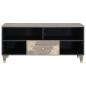 Preview: TV-Schränk Grau und Gold 100 x 33.5 x 46 cm Massivholz Mango