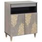 Preview: ARDEBO.de - Sideboard Grau und Gold 60 x 33.5 x 75 cm Massivholz Mango