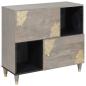 Preview: ARDEBO.de - Sideboard Grau und Gold 80 x 33.5 x 75 cm Massivholz Mango