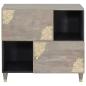 Preview: Sideboard Grau und Gold 80 x 33.5 x 75 cm Massivholz Mango