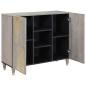 Preview: Sideboard Grau und Gold 90 x 33.5 x 75 cm Massivholz Mango