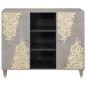 Preview: Sideboard Grau und Gold 90 x 33.5 x 75 cm Massivholz Mango