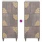 Preview: Hochboard Grau und Gold 40 x 33,5 x 110 cm Massivholz Mango
