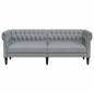 Preview: Chesterfield-Sofa Argyle Hellgrau 201,5 x 74,5 x 74,5 cm Stoff