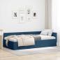 Preview: ARDEBO.de - Eckbettgestell Blau 90 x 200 cm Stoff und beschichtetes Holz