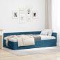 Preview: ARDEBO.de - Eckbettgestell Blau 100 x 200 cm Samt und engineered Holz