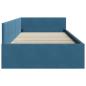 Preview: Eckbettgestell Blau 100 x 200 cm Samt und engineered Holz