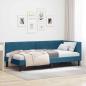 Preview: ARDEBO.de - Eckbettgestell Blau 80 x 200 cm Samt und engineered Holz