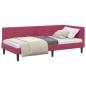 Preview: Eckbettgestell Weinrot 80 x 200 cm Samt und engineered Holz