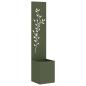 Preview: Garten Sichtschutz-Leinwand Floral Olivgrün 32 x 140 cm